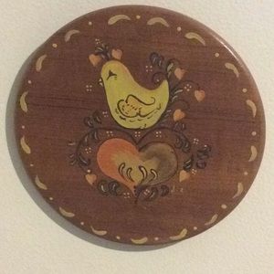 Vintage, 1950’s hand painted wall deco, hot pad.